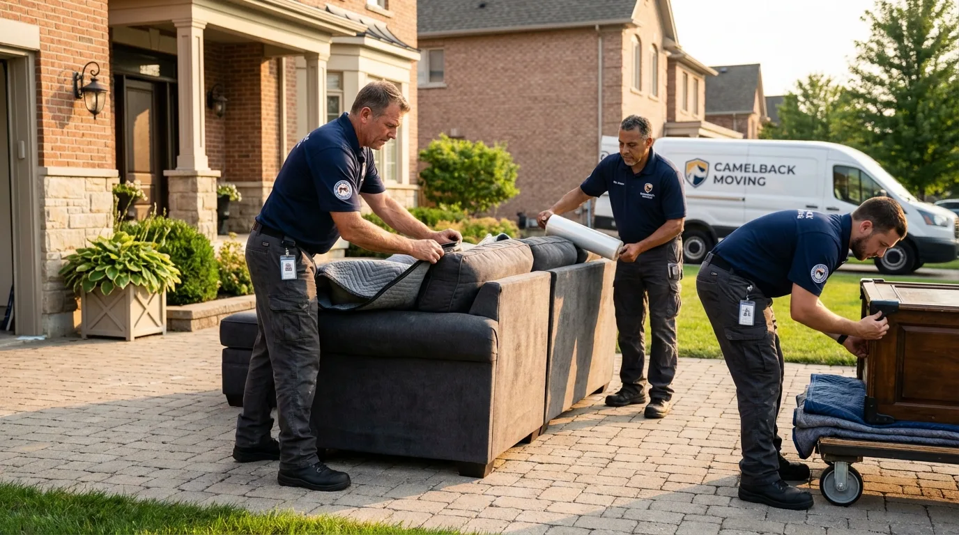 Large estate moving crew wrapping furniture in Gloucester Point, VA